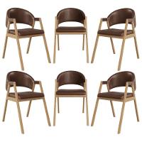 Kit 6 Cadeiras Mesa Jantar Suellen Versátil Reforçada Corino Marrom Escuro - 1