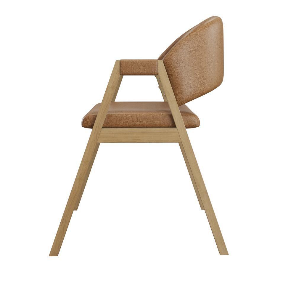 Kit 6 Cadeiras Mesa Jantar Suellen Versátil Reforçada Corino Marrom Claro - 3