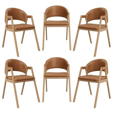 Kit 6 Cadeiras Mesa Jantar Suellen Versátil Reforçada Corino Marrom Claro
