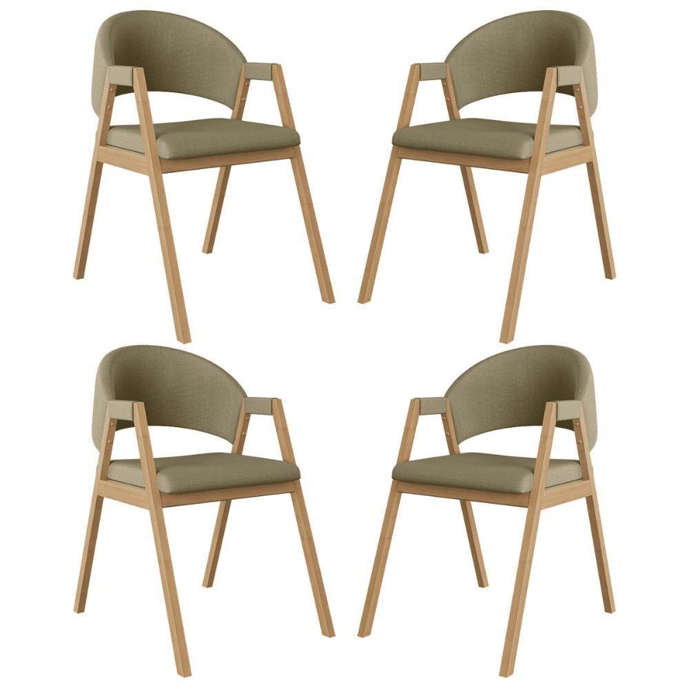 Kit 4 Cadeiras Mesa Jantar Suellen Versátil Reforçada Linho Bege - 1