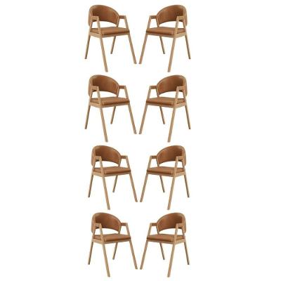 Kit 8 Cadeiras Suellen Luxo Reforçada Mesa De Jantar Courino Marrom Claro