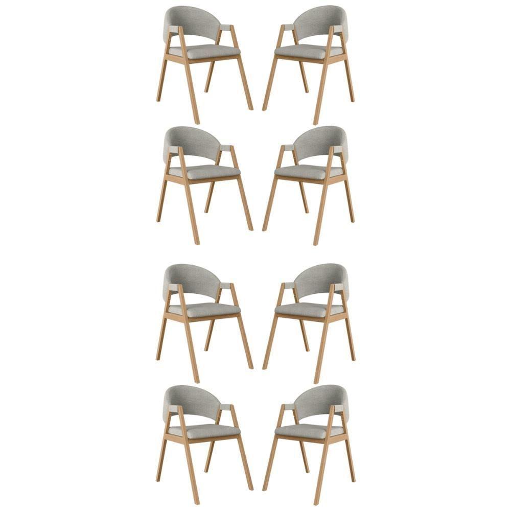 Kit 8 Cadeiras Suellen Luxo Reforçada Mesa De Jantar Linho Cinza Claro - 1