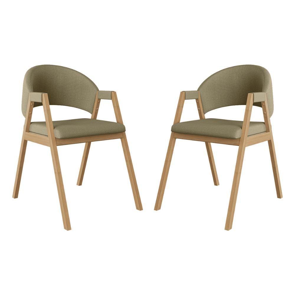 Kit 2 Cadeiras Para Mesa De Jantar Moderna Linho Balaqui Bege - 1