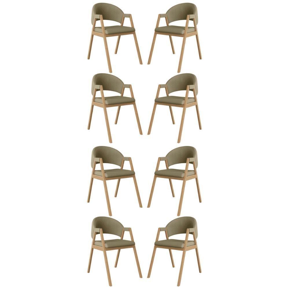 Kit 8 Cadeiras Para Mesa De Jantar Moderna Linho Balaqui Bege - 1