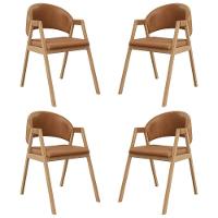 Kit 4 Cadeiras Para Mesa De Jantar Moderna Courino Balaqui Marrom Claro - 1