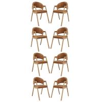 Kit 8 Cadeiras Para Mesa De Jantar Moderna Courino Balaqui Marrom Claro - 1