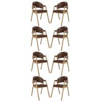 Kit 8 Cadeiras Para Mesa De Jantar Moderna Courino Balaqui Marrom Escuro - 1