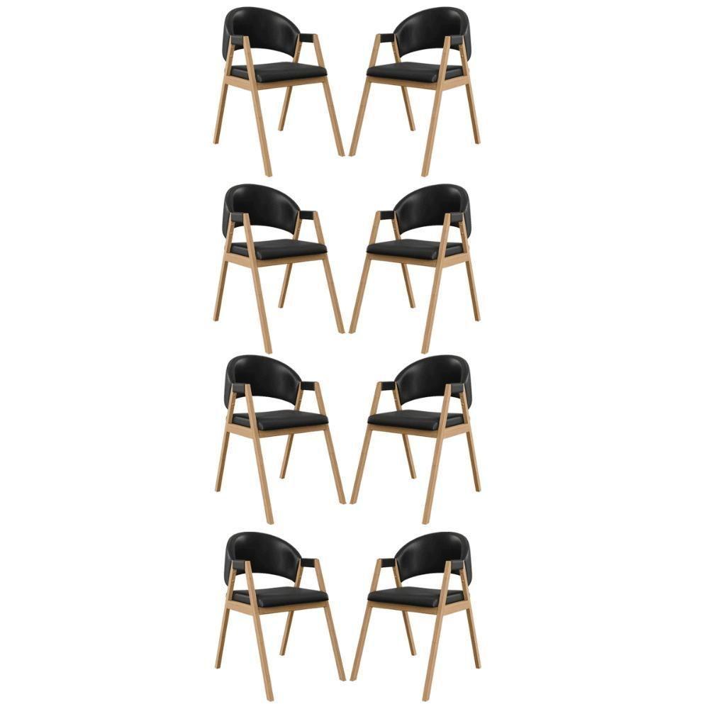 Kit 8 Cadeiras Para Mesa De Jantar Moderna Courino Balaqui Preto - 1
