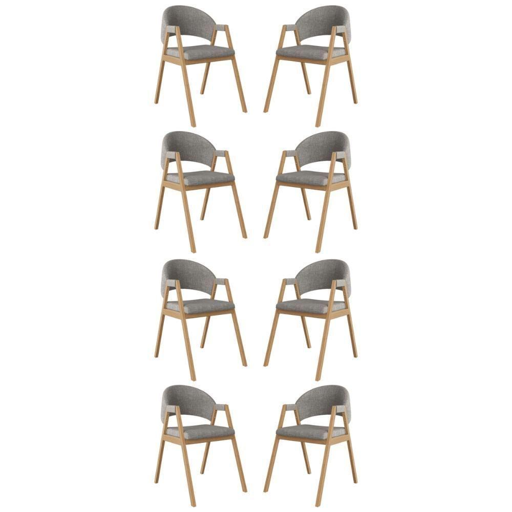 Kit 8 Cadeiras Mesa Jantar Suellen Versátil Reforçada Linho Grafite - 1