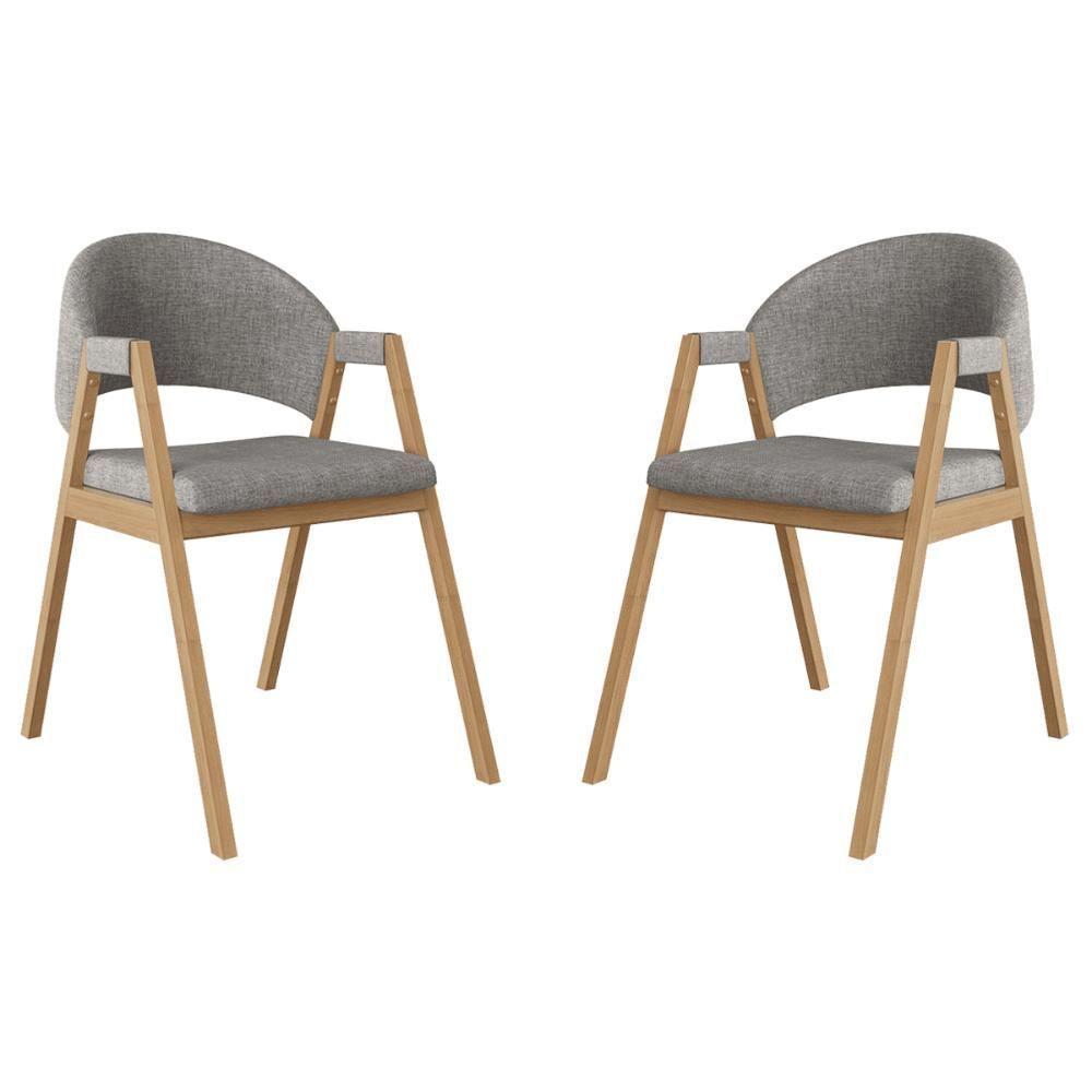 Kit 2 Cadeiras Mesa Jantar Suellen Versátil Reforçada Linho Grafite - 1