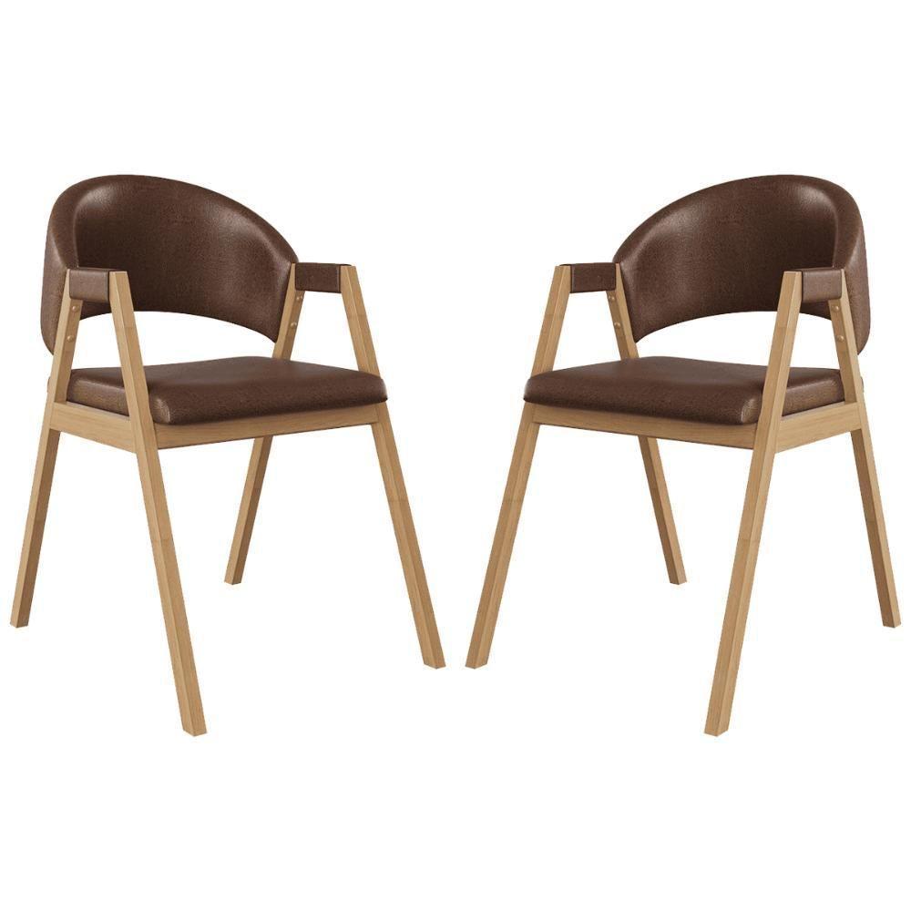 Kit 2 Cadeiras Suellen Luxo Reforçada Mesa De Jantar Courino Marrom Escuro - 1