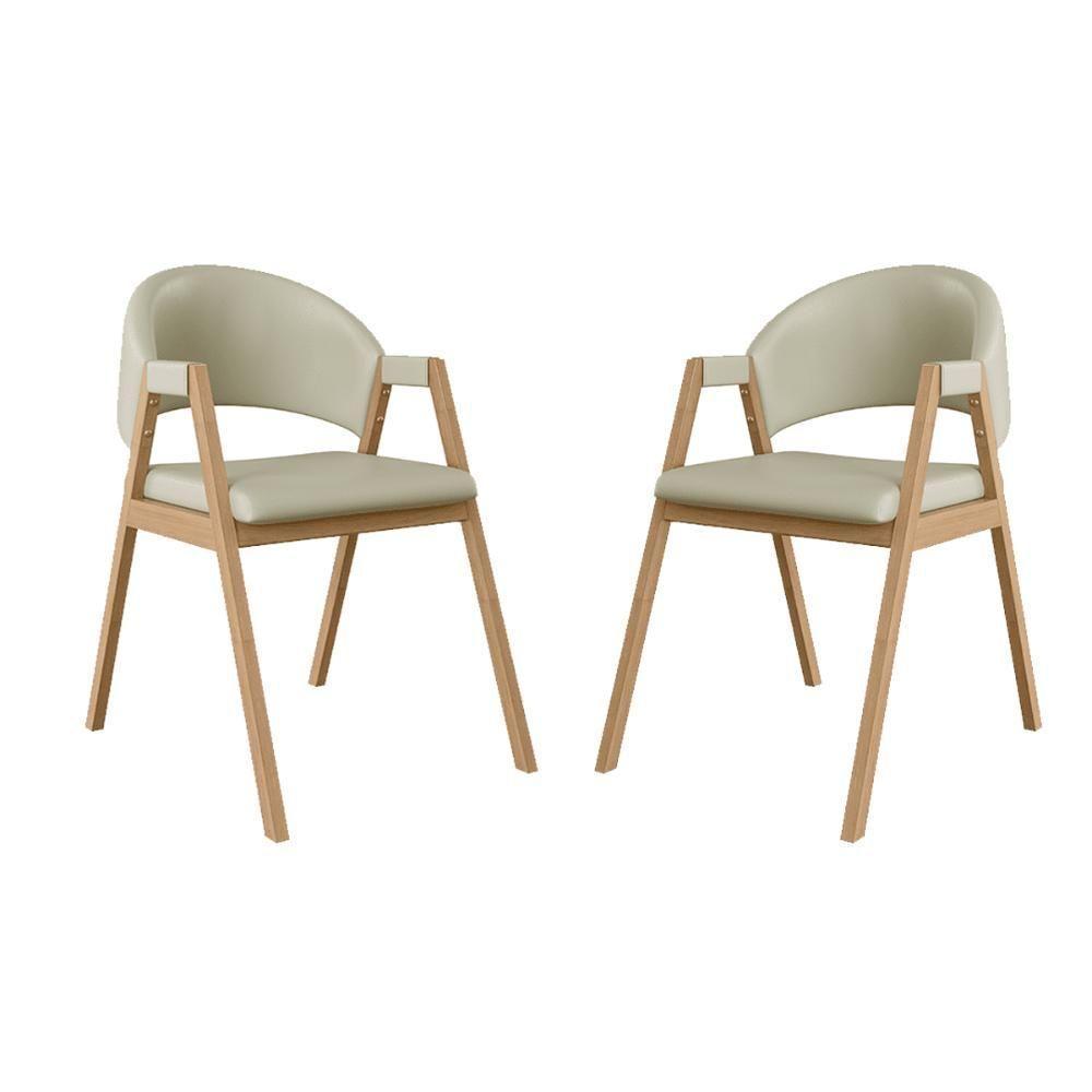 Kit 2 Cadeiras Suellen Luxo Reforçada Mesa De Jantar Courino Bege - 1