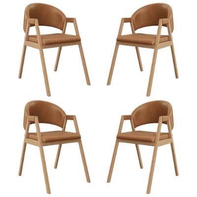 Kit 4 Cadeiras Suellen Luxo Reforçada Mesa De Jantar Courino Marrom Claro