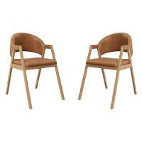 Kit 2 Cadeiras Suellen Luxo Reforçada Mesa De Jantar Courino Marrom Claro - 1