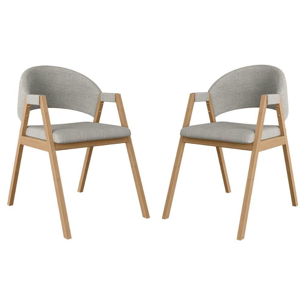 Kit 2 Cadeiras Suellen Luxo Reforçada Mesa De Jantar Linho Cinza Claro - 1