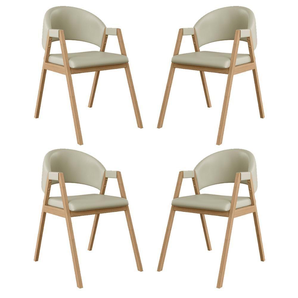 Kit 4 Cadeiras Suellen Luxo Reforçada Mesa De Jantar Courino Bege - 1