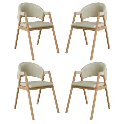 Kit 4 Cadeiras Suellen Luxo Reforçada Mesa De Jantar Courino Bege