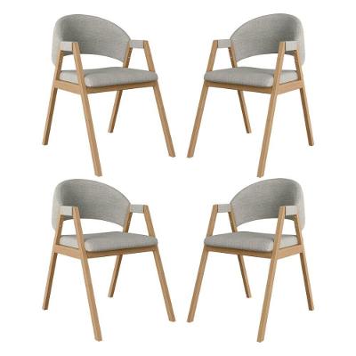 Kit 4 Cadeiras Suellen Luxo Reforçada Mesa De Jantar Linho Cinza Claro