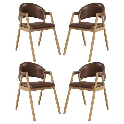 Kit 4 Cadeiras Suellen Luxo Reforçada Mesa De Jantar Courino Marrom Escuro