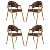 Kit 4 Cadeiras Suellen Luxo Reforçada Mesa De Jantar Courino Marrom Escuro - 1