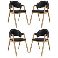 Kit 4 Cadeiras Suellen Luxo Reforçada Mesa De Jantar Courino Preto - 1