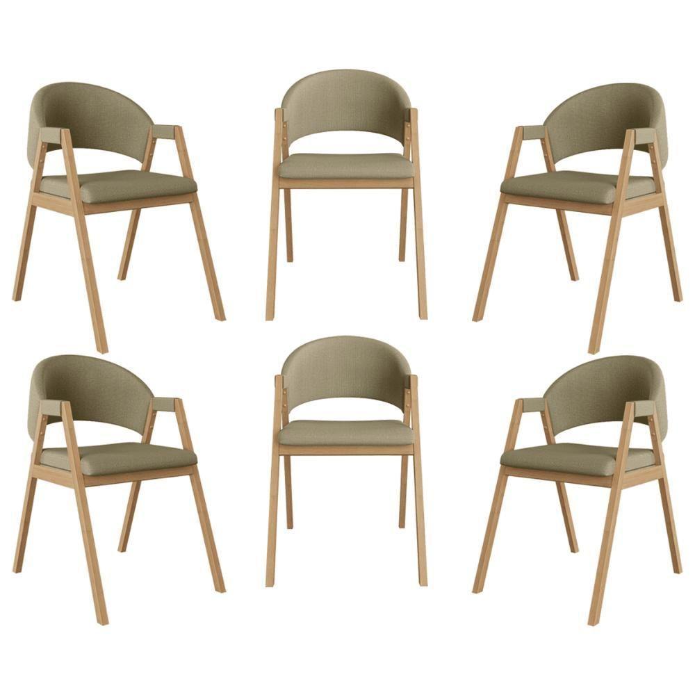 Kit 6 Cadeiras Suellen Luxo Reforçada Mesa De Jantar Linho Bege - 1