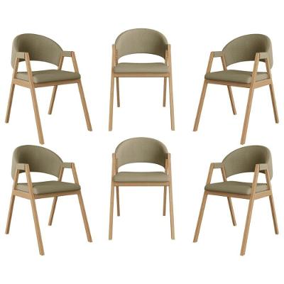 Kit 6 Cadeiras Suellen Luxo Reforçada Mesa De Jantar Linho Bege