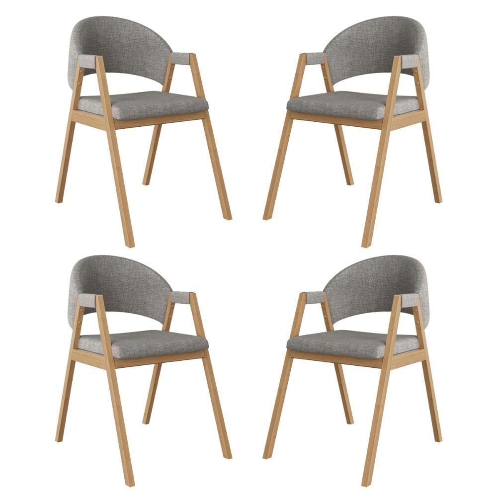 Kit 4 Cadeiras Suellen Luxo Reforçada Mesa De Jantar Linho Grafite - 1