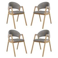 Kit 4 Cadeiras Suellen Luxo Reforçada Mesa De Jantar Linho Grafite - 1