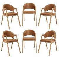 Kit 6 Cadeiras Suellen Luxo Reforçada Mesa De Jantar Courino Marrom Claro - 1