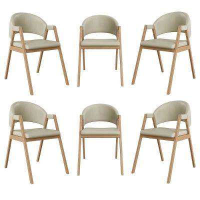 Kit 6 Cadeiras Suellen Luxo Reforçada Mesa De Jantar Courino Bege