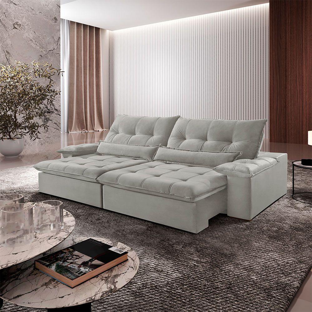 Sofá Nivus Linho 02 Módulos De 100m B25cm Meu Sofá Online A230 Linho Cinza - 1