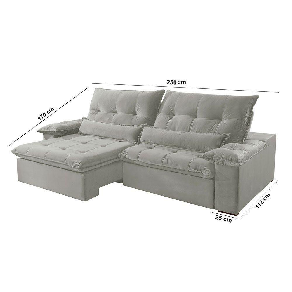 Sofá Nivus Linho 02 Módulos De 100m B25cm Meu Sofá Online A230 Linho Cinza - 3