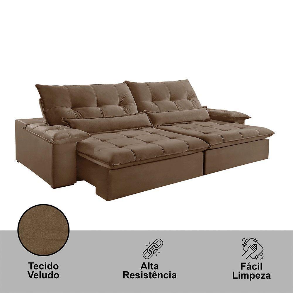 Sofá Nivus Veludo 02 Módulos 100m B25cm Meu Sofá Online B016 Veludo Marrom - 6