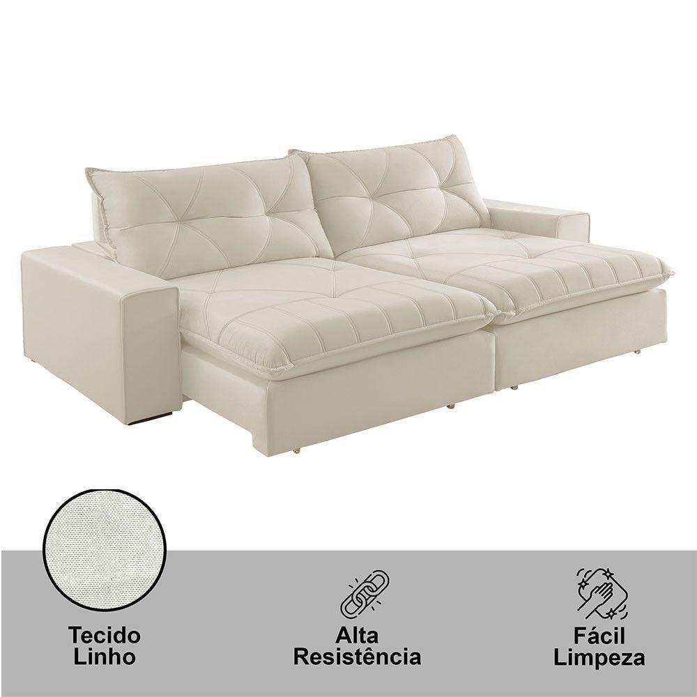 Sofá Hall Linho Dois Módulos De 120m B25cm Meu Sofá Online A302 Linho Branco - 3