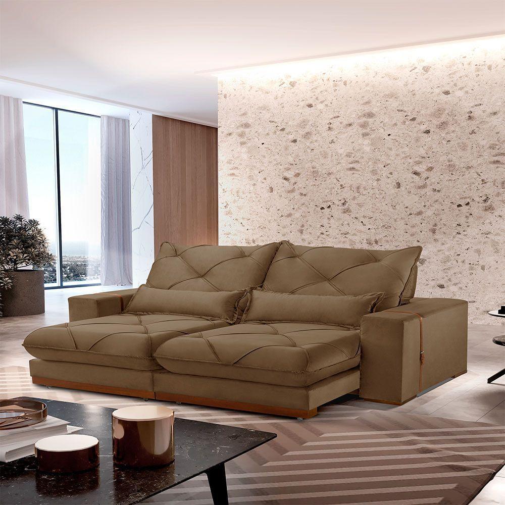 Sofá Turim Veludo 02 Módulos De 90cm B25cm Meu Sofá Online B016 Veludo Marrom - 1