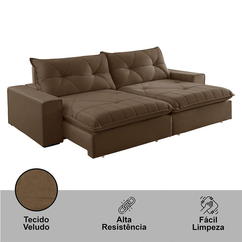 Sofá Hall Veludo Dois Módulos De 120m B25cm Meu Sofá Online B016 Veludo Marrom - 2