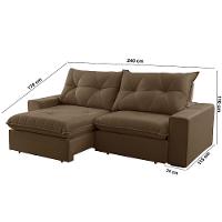 Sofá Hall Veludo Dois Módulos De 120m B25cm Meu Sofá Online B016 Veludo Marrom - 3