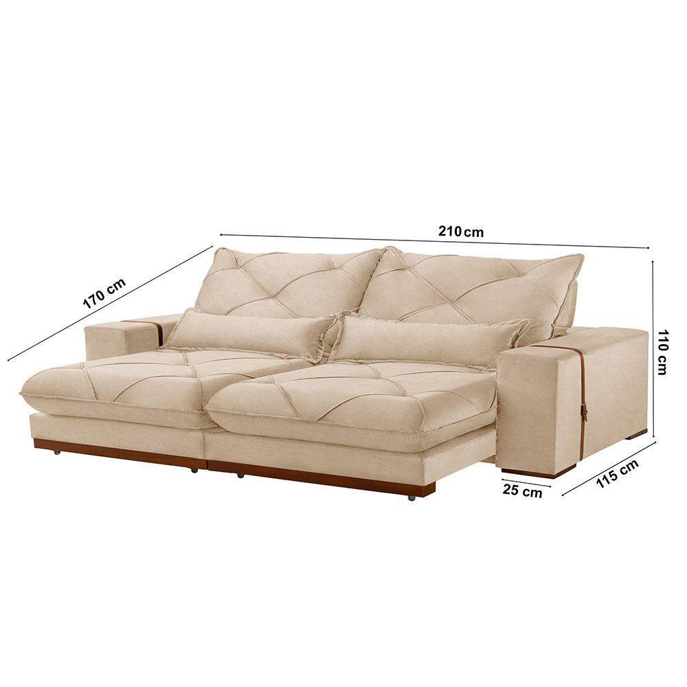 Sofá Turim Linho 02 Módulos De 80cm B25cm Meu Sofá Online A294 Linho Creme - 3