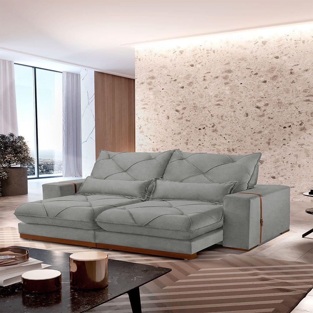 Sofá Turim Linho 02 Módulos De 90cm B25cm Meu Sofá Online A230 Linho Cinza - 1