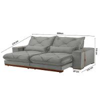 Sofá Turim Linho 02 Módulos De 120cm B25cm Meu Sofá Online A230 Linho Cinza