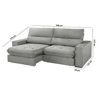 Sofá Aspem Linho 02 Módulos De 120cm B25cm Meu Sofá Online A230 Linho Cinza