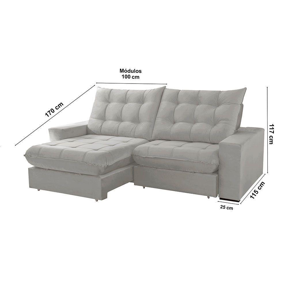 Sofá Livy Veludo 02 Módulos De 100m B25cm Meu Sofá Online B026 Veludo Prata - 3