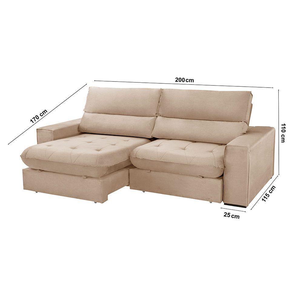 Sofá Aspem Linho 02 Módulos De 100m B25cm Meu Sofá Online A226 Linho Bege - 4