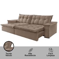 Sofá Estilo Veludo 02 Módulos De 120m B25cm Meu Sofá Online B002 Veludo Capuccino - 4