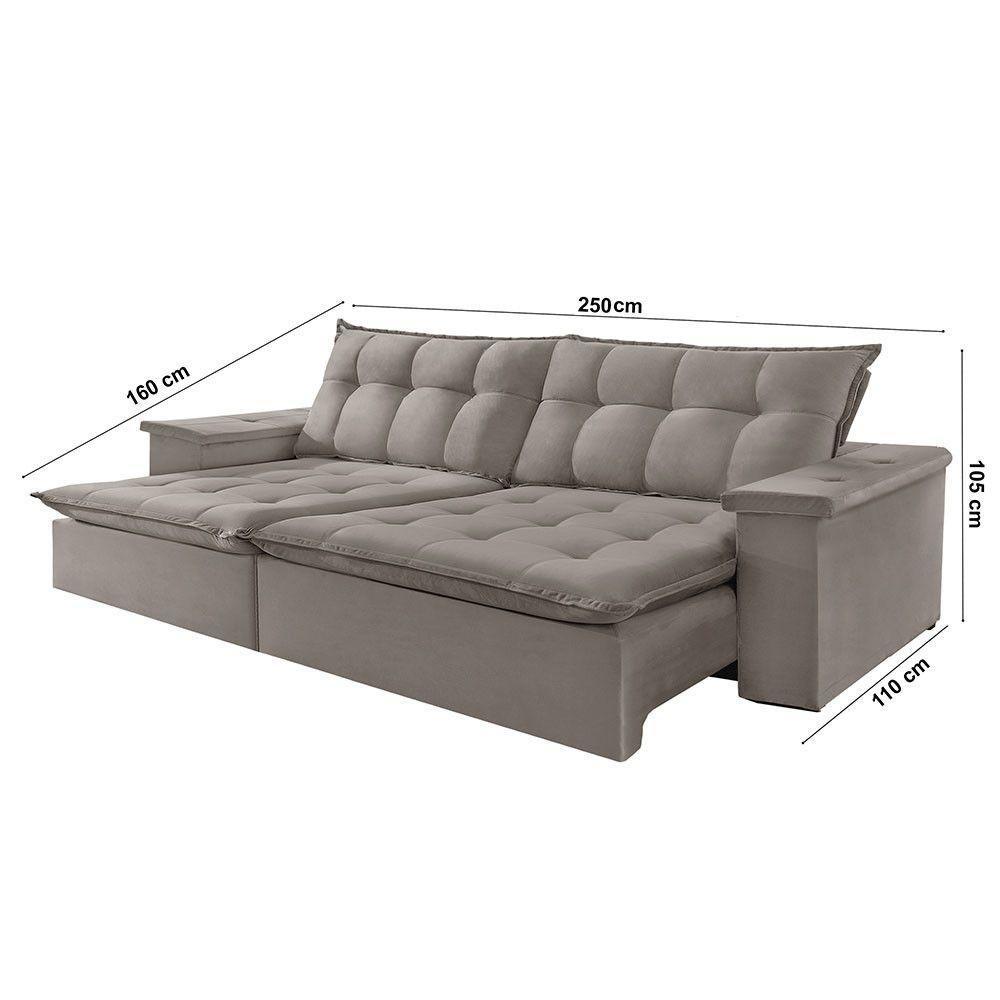Sofá Estilo Veludo 02 Módulos De 100m B25cm Meu Sofá Online B026 Veludo Prata - 3