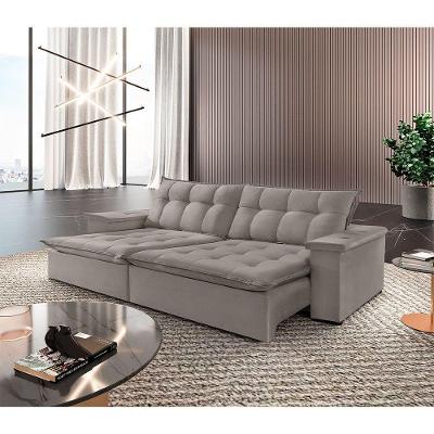 Sofá Estilo Veludo 02 Módulos De 100m B25cm Meu Sofá Online B026 Veludo Prata
