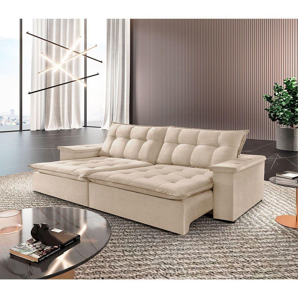 Sofá Estilo Linho 02 Módulos De 100m B25cm Meu Sofá Online A294 Linho Creme - 1