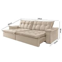 Sofá Estilo Linho 2 Módulos 80cm B25cm Meu Sofá Online A302 Linho Branco - 3