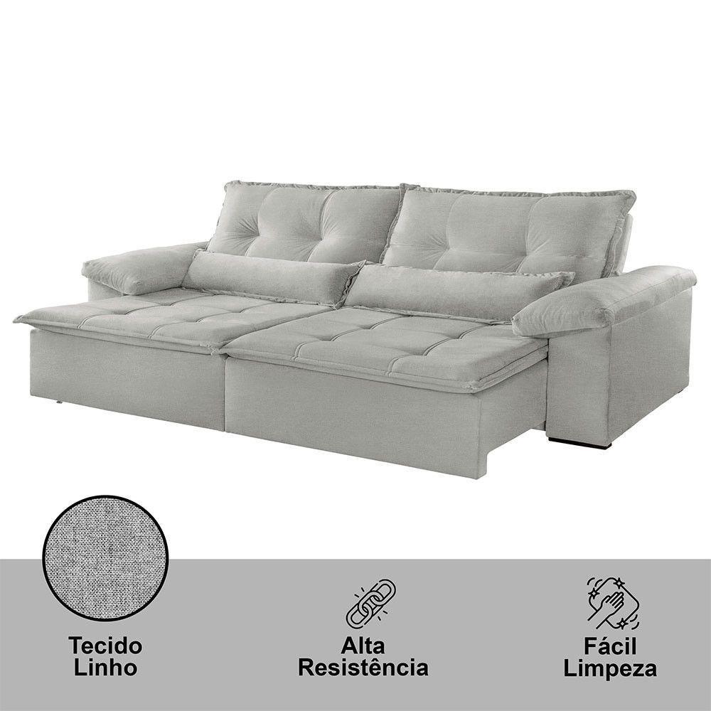 Sofá Parma Linho 02 Módulos De 80cm B25cm Meu Sofá Online A230 Linho Cinza - 3